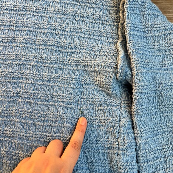 Free People Beach Periwinkle Blue Cotton Knit Oversized Boho Sweater Size L - Picture 2 of 5